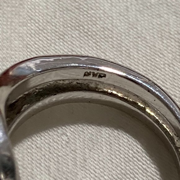 Sterling silver double band and rhinestones ring - Picture 9 of 11